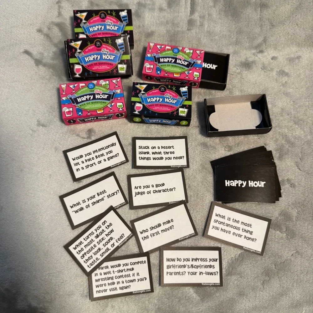 The Box Girls The Tiny Happy Hour Matchbox Style Box of Questions Party Game New